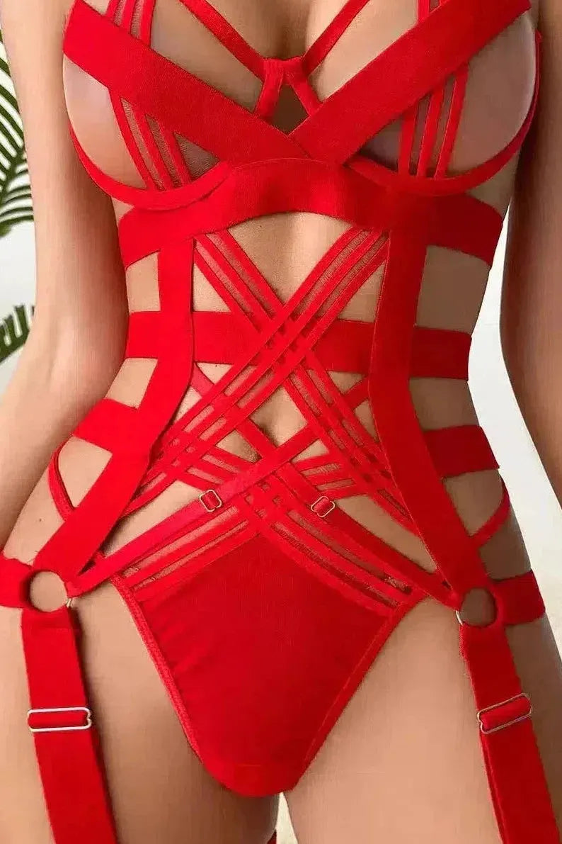 Red lingerie bodysuit shop