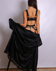 Anahi Signature Silky Robe Lingerie Set - Black-Fascinating_Nights