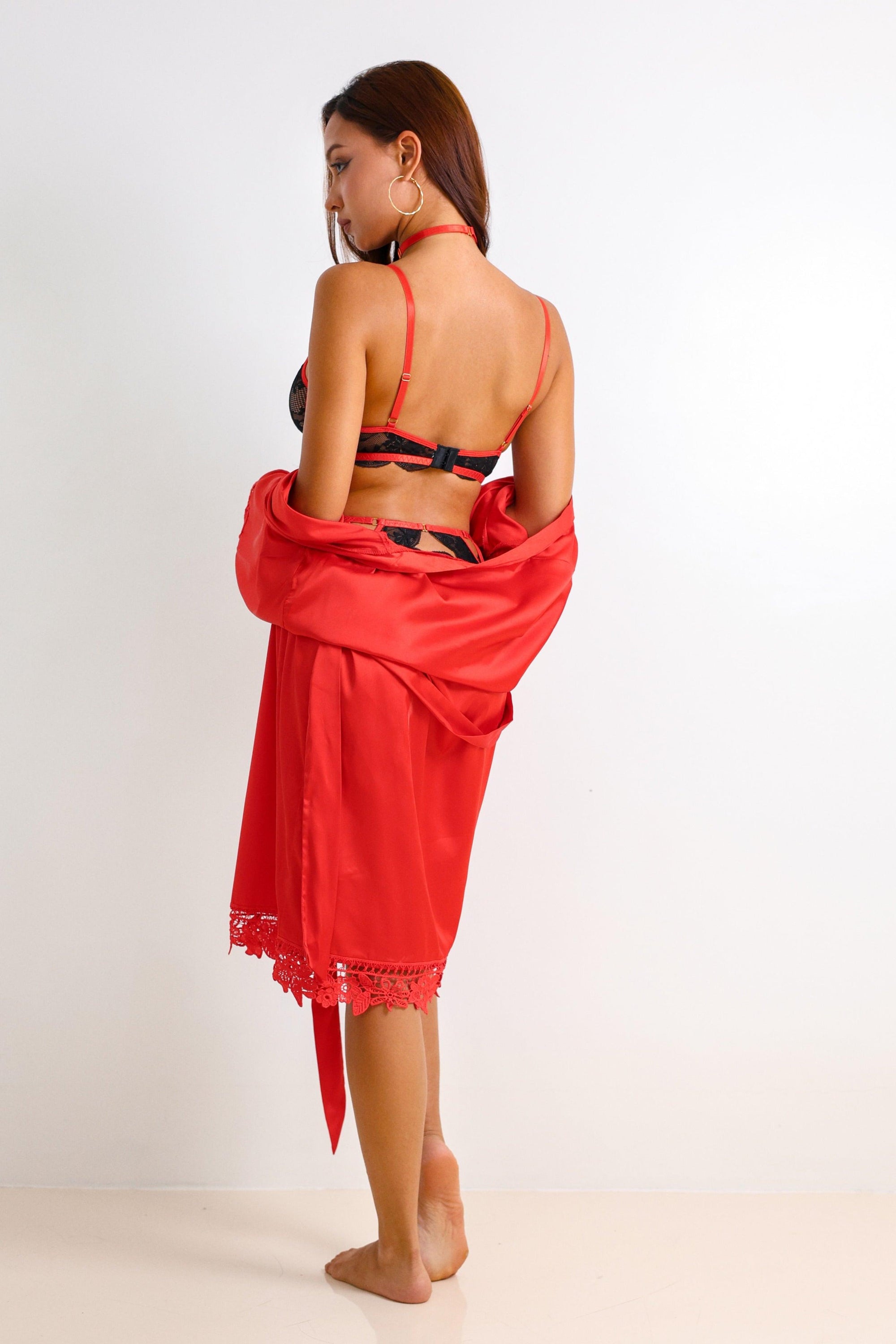 Athena Signature Silky Robe Set - Red-Fascinating_Nights