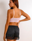 Elsie Silken Shorts Set - Pink-Fascinating_Nights