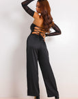 Hallie Signature Satin Pants Set - Black-Fascinating_Nights