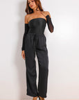 Hallie Signature Satin Pants Set - Black-Fascinating_Nights