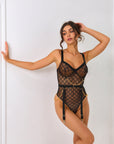 Je t’aime Plaid Bodysuit - Black-Fascinating_Nights