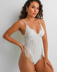 Lacy Bliss Bodysuit - White-Fascinating_Nights