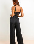 Lena Signature Satin Pants Set - Black-Fascinating_Nights