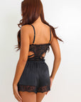 Lena Silken Shorts Set - Black-Fascinating_Nights