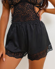 Lena Silken Shorts Set - Black-Fascinating_Nights