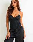 Malea Signature Satin Pants Set - Black-Fascinating_Nights