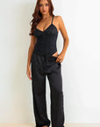 Malea Signature Satin Pants Set - Black-Fascinating_Nights