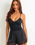 Malea Silken Shorts Set - Black-Fascinating_Nights