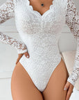 Mckayla Long Sleeve Bodysuit - White-Fascinating_Nights