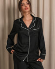 Nyla Satin Long Pajama Set - Black-Fascinating_Nights