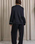 Nyla Satin Long Pajama Set - Black-Fascinating_Nights