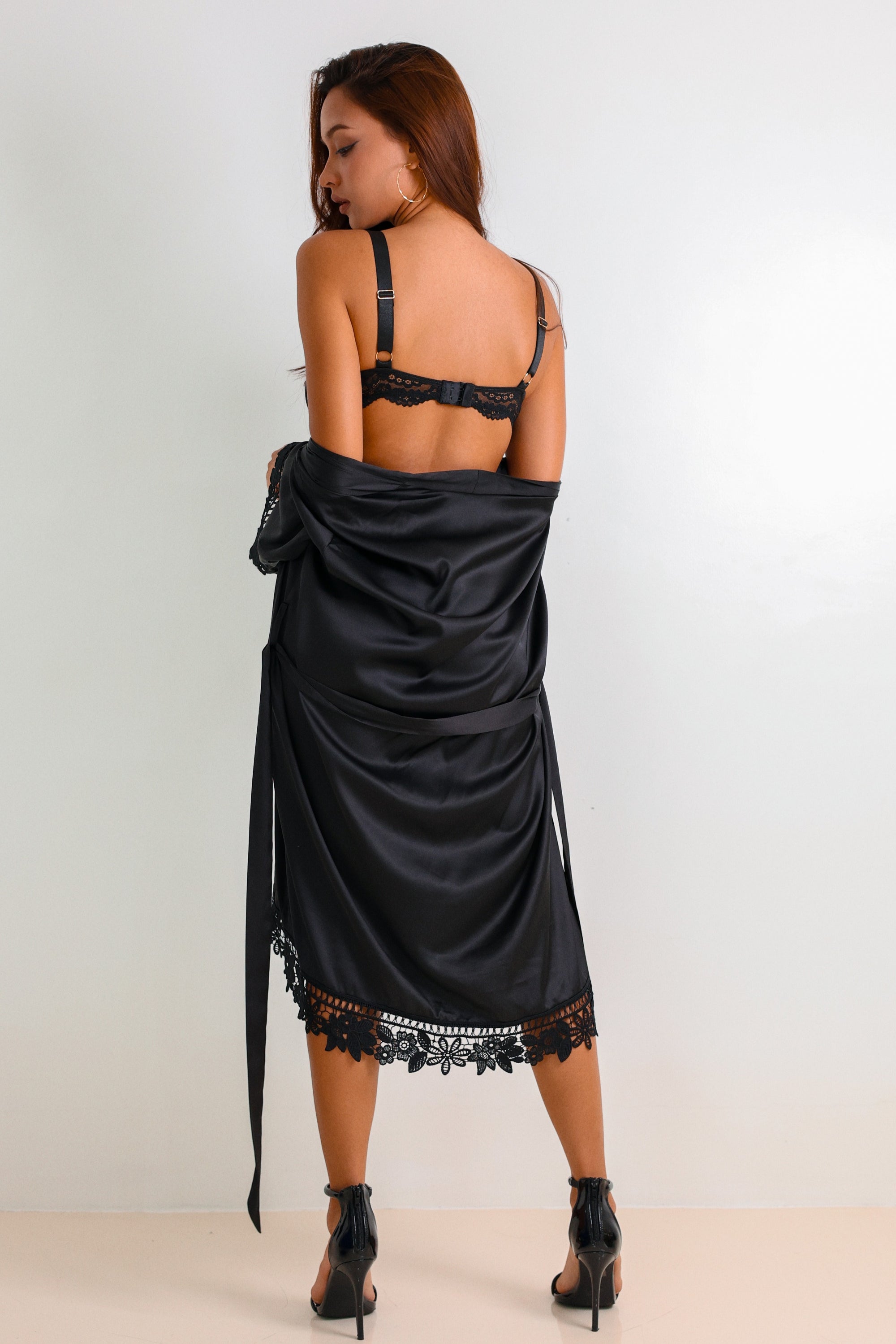 Regina Signature Silky Robe Set - Black-Fascinating_Nights