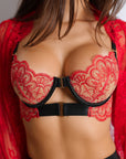 Sidonie Black & Red Signature Lace Robe Set - Red-Fascinating_Nights