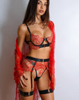Sidonie Black & Red Signature Lace Robe Set - Red-Fascinating_Nights