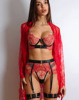 Sidonie Black & Red Signature Lace Robe Set - Red-Fascinating_Nights