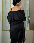 Vionette Satin Robe Set - Black-Fascinating_Nights