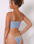 Elara Longline Floral Sheer Mesh Set - Blue