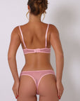 Amaya Ribbon & Floral Embroidered Mesh Set - Pink