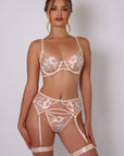 Reina Sheer Floral Embroidered Lingerie Set - Ivory