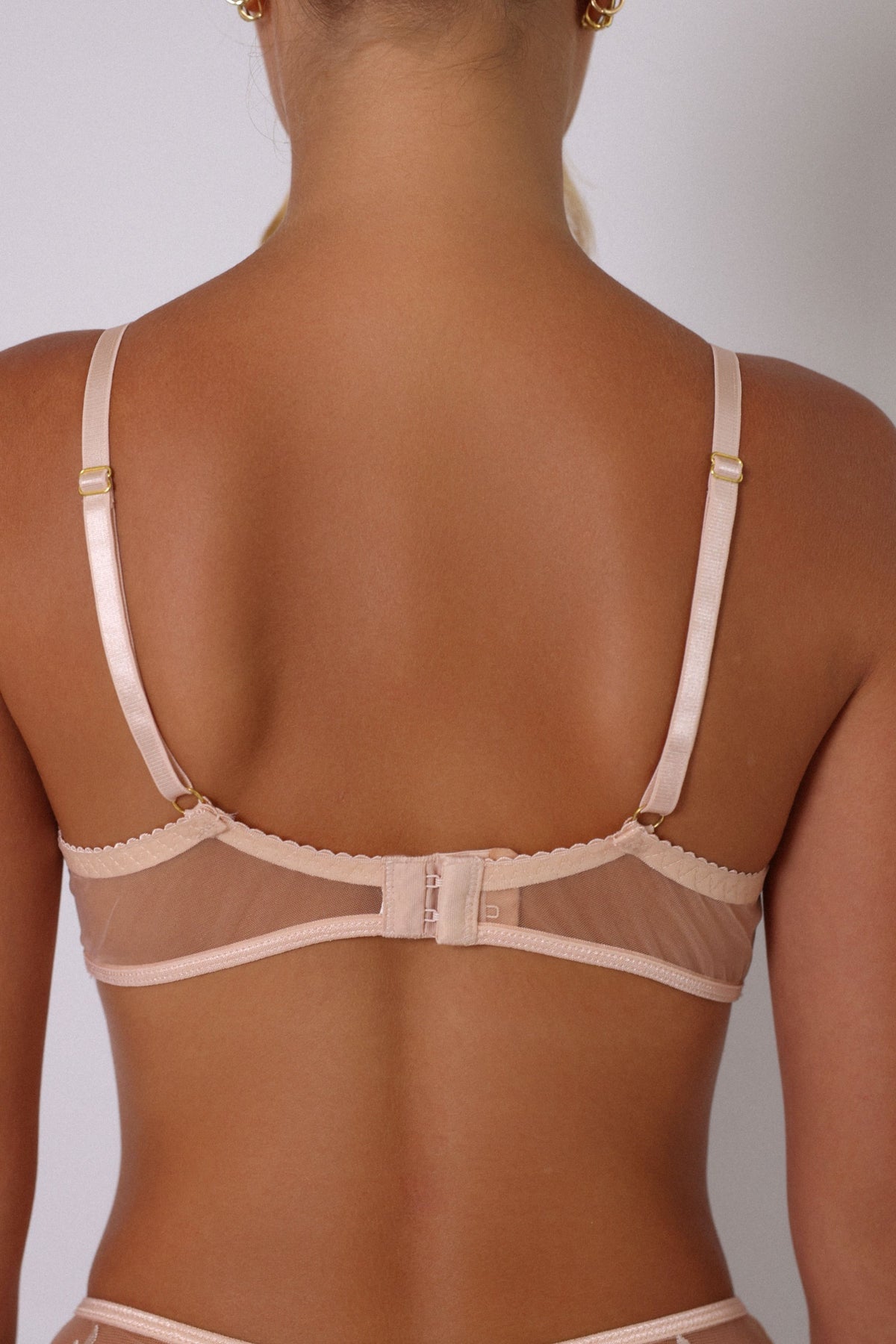 Reina Sheer Floral Embroidered Lingerie Set - Ivory