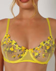 Tatiana Floral Embroidered Mesh Set – Yellow