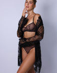 Alexa Lace Robe Set - Black-Fascinating_Nights