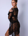 Alexa Lace Robe Set - Black-Fascinating_Nights