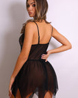 Amelia Lace & Mesh Babydoll Set – Black-Fascinating_Nights