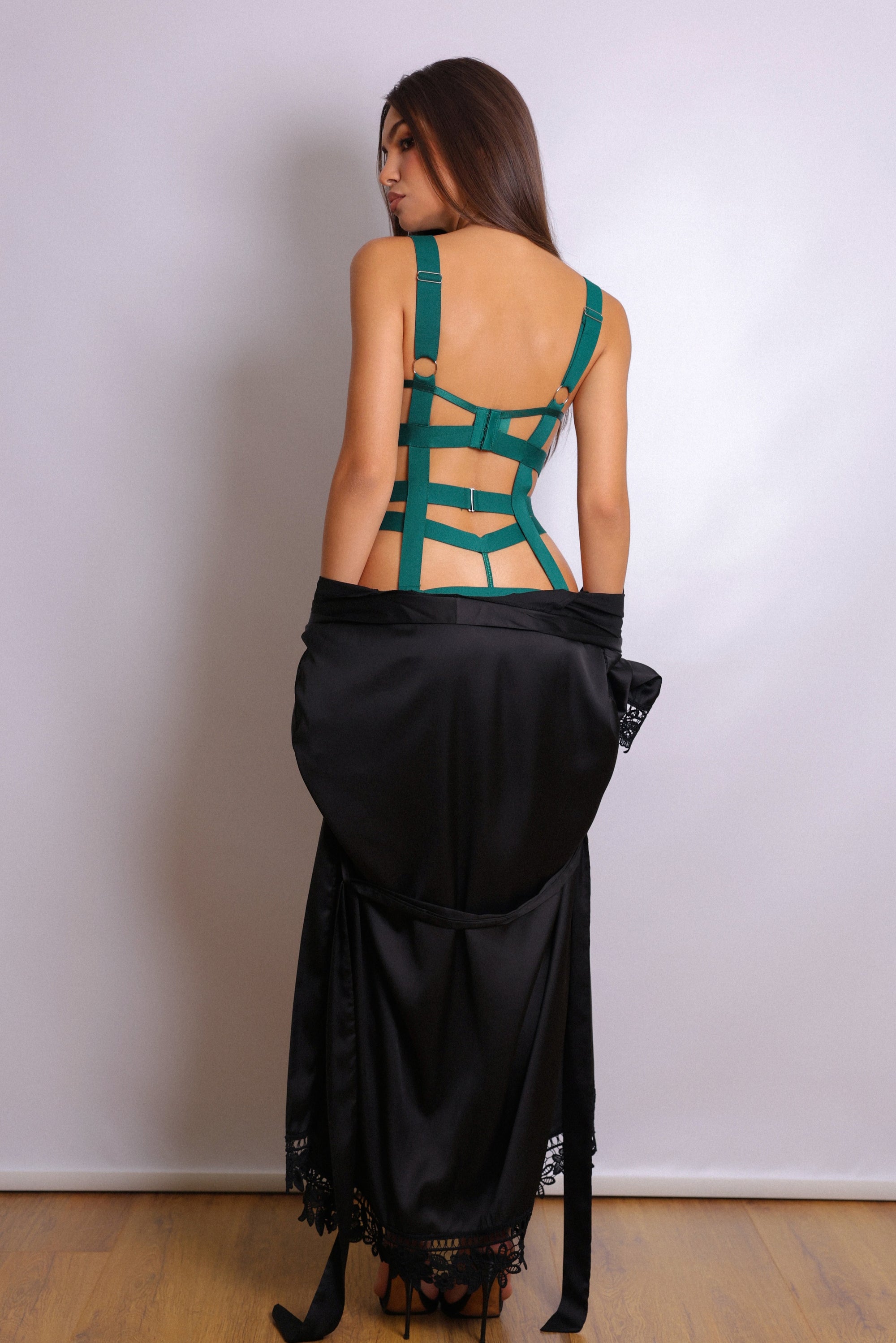 Anahi Signature Silky Robe Set - Green-Fascinating_Nights