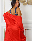 Anahi Signature Silky Robe Set - Navy & Red-Fascinating_Nights