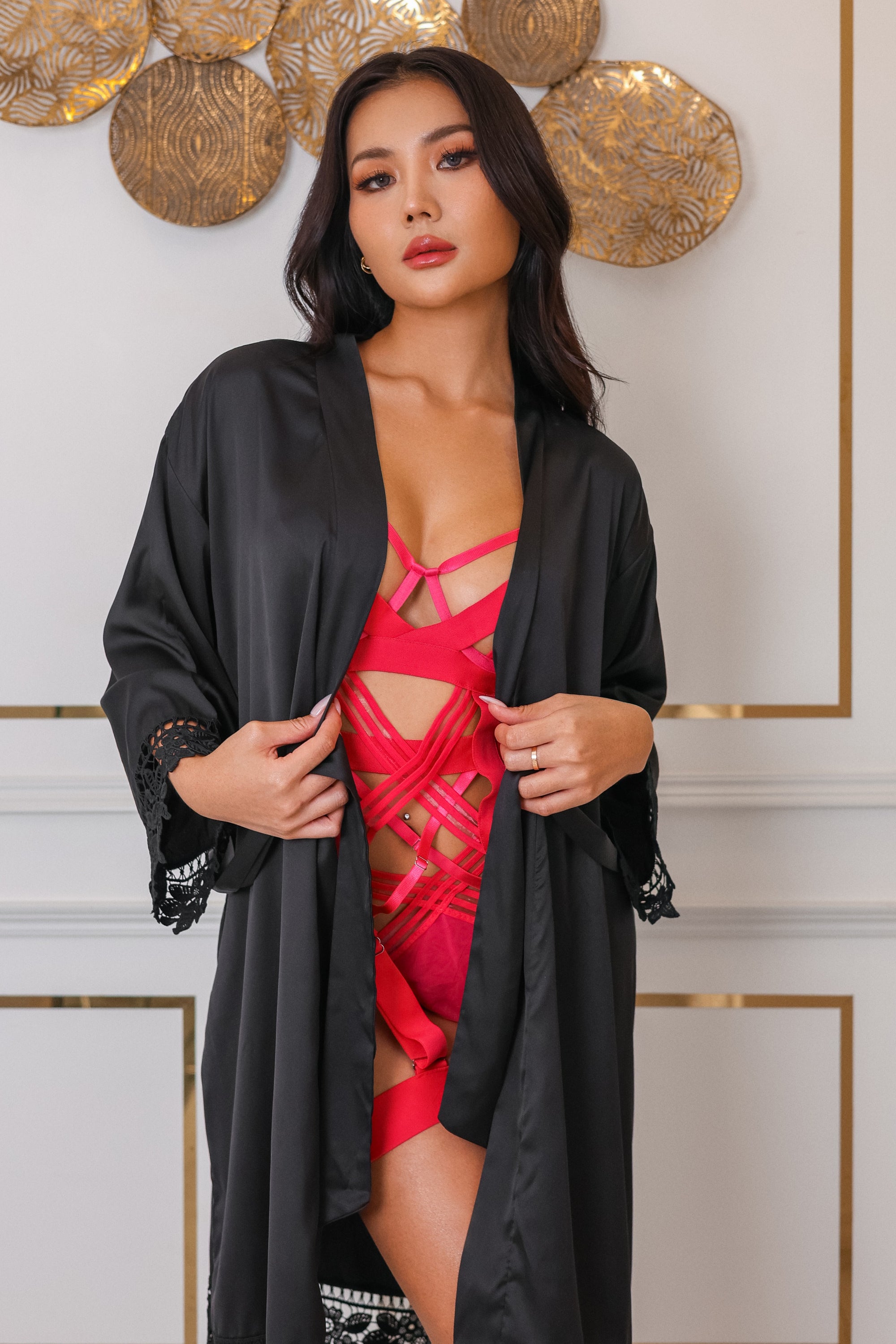 Anahi Signature Silky Robe Set - Pink-Fascinating_Nights