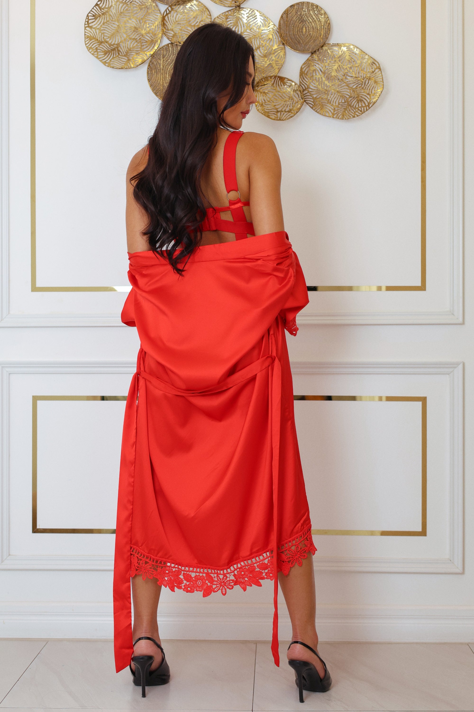 Anahi Signature Silky Robe Set - Red-Fascinating_Nights