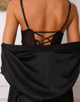 Clover Signature Silky Robe Set - Black-Fascinating_Nights