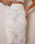 Colette Two Piece Lace Skirt Set - White-Fascinating_Nights