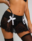 Coquette Bow Lace Skirted Costume Set – Black-Fascinating_Nights