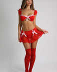 Coquette Bow Lace Skirted Costume Set – Red-Fascinating_Nights