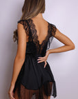 Cora Swiss Dot Babydoll Chemise – Black-Fascinating_Nights
