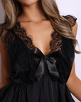 Cora Swiss Dot Babydoll Chemise – Black-Fascinating_Nights