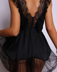 Cora Swiss Dot Babydoll Chemise – Black-Fascinating_Nights