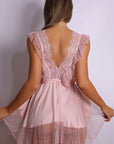 Cora Swiss Dot Babydoll Chemise – Pink-Fascinating_Nights