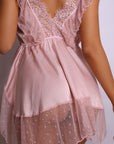 Cora Swiss Dot Babydoll Chemise – Pink-Fascinating_Nights