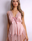 Cora Swiss Dot Babydoll Chemise – Pink-Fascinating_Nights