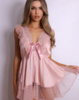 Cora Swiss Dot Babydoll Chemise – Pink-Fascinating_Nights