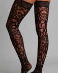 Dalia Vintage Patterned Lace Thigh-Highs – Black-Fascinating_Nights
