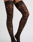 Dalia Vintage Patterned Lace Thigh-Highs – Black-Fascinating_Nights