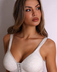 Daniela Front-Closure Cotton Ribbed Posture Bra – Gray-Fascinating_Nights