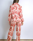 Eleanor Toile Print Long Pajama Set – Red-Fascinating_Nights