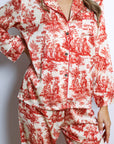 Eleanor Toile Print Long Pajama Set – Red-Fascinating_Nights